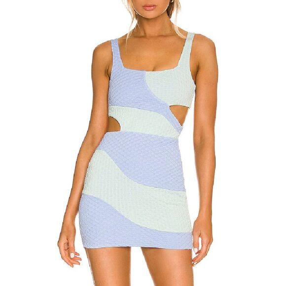 NWT Lovers and Friends CATCHA WAVE MINI DRESS blue sea foam resort Revolve XS